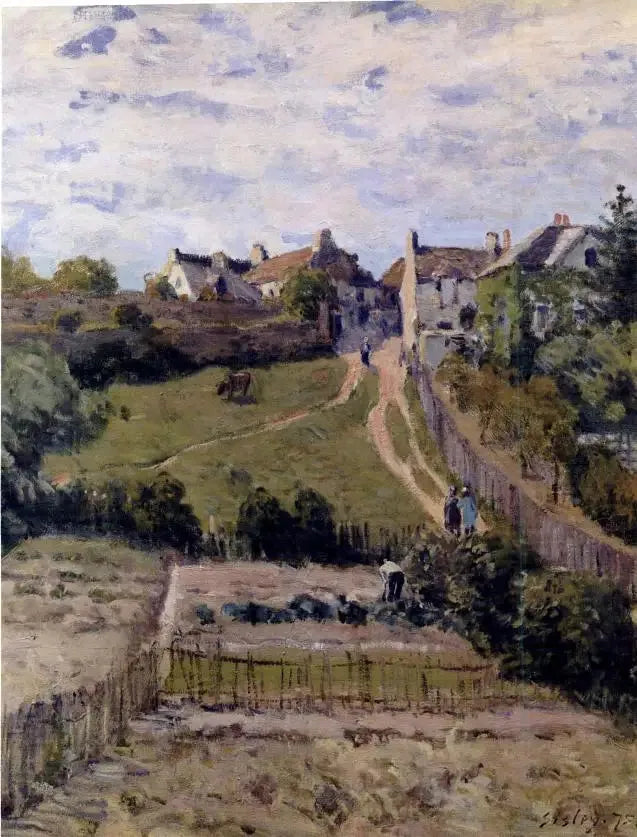 Yükselen yol. Andrésy köyünden bir köşe - Alfred Sisley
