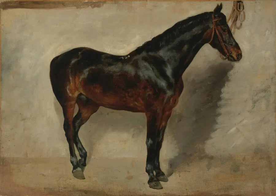 Bağlı kestane at - Eugène Delacroix