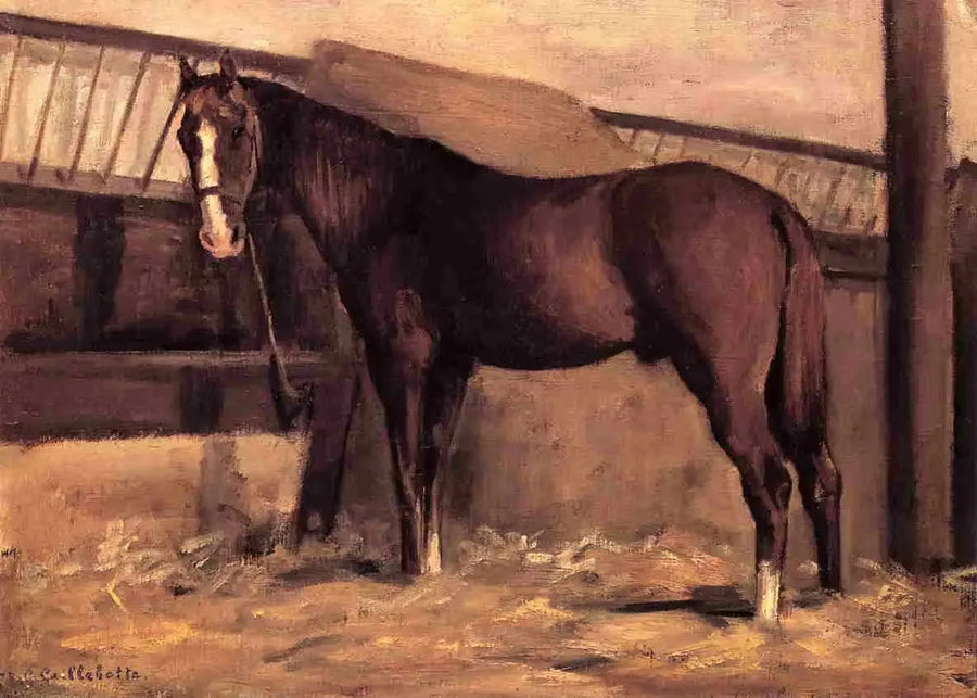 Ahırda kızıl kahverengi at - Gustave Caillebotte