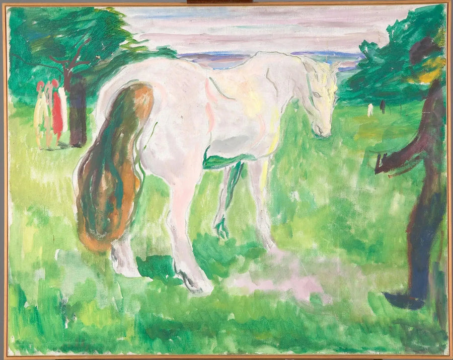 Yeşil bir çayırda beyaz at - Edvard Munch
