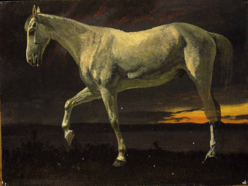 Beyaz at ve gün batımı - Albert Bierstadt