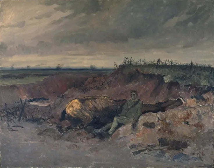 Cheval mort et cavalier dans une tranchée - Maurice Galbraith Cullen