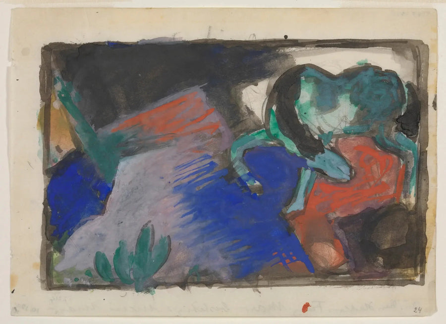Yeşil at bir manzarada - Franz Marc