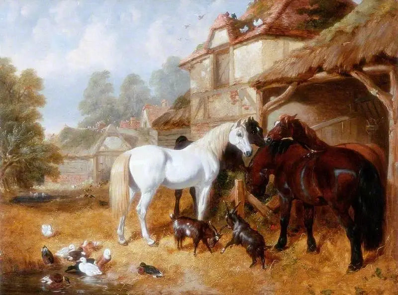 Ahır avlusunda atlar - John Frederick Herring, Sr.