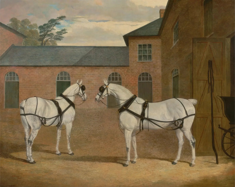 Gri fayton atları, Putteridge Bury atölyesinde, Hertfordshire - John Frederick Herring, Sr.