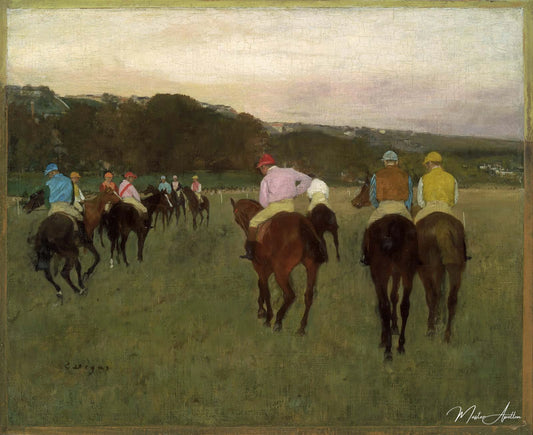 Chevaux de course à Longchamp - Edgar Degas - Reproductions de tableaux et peintures haut de gamme