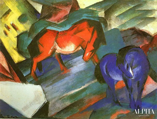 Chevaux rouges et bleus - Franz Marc - Reproductions de tableaux et peintures haut de gamme