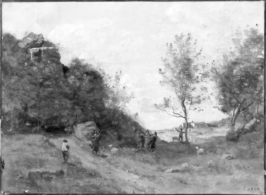 Çevreleyen bir manzara içindeki Çevreci - Jean-Baptiste Camille Corot