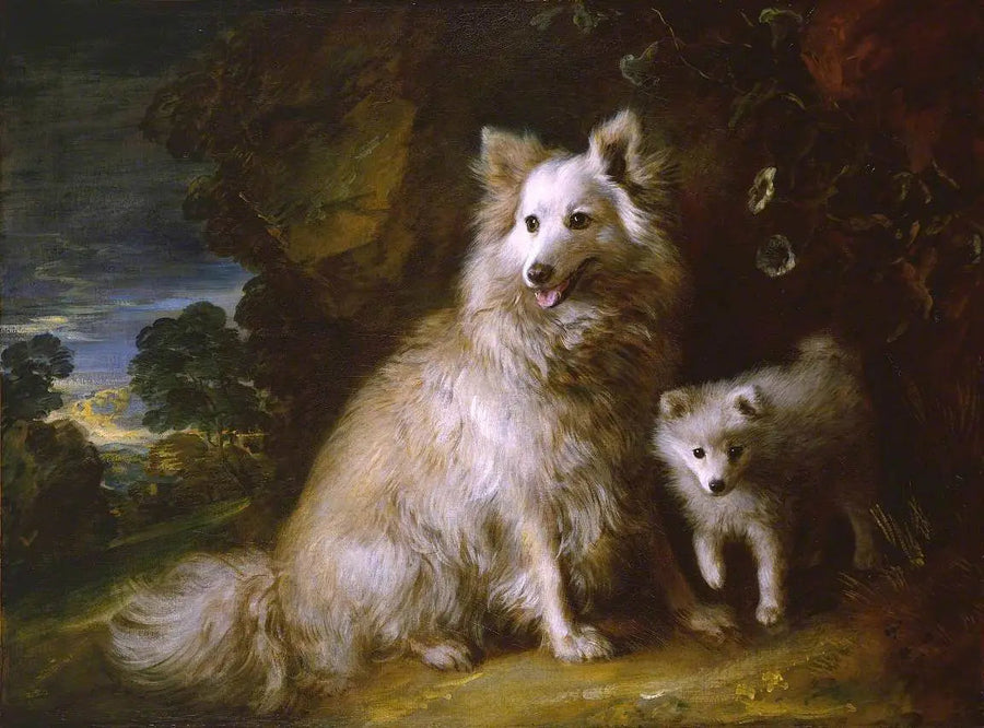 Pomeren köpek ve yavru köpek - Thomas Gainsborough