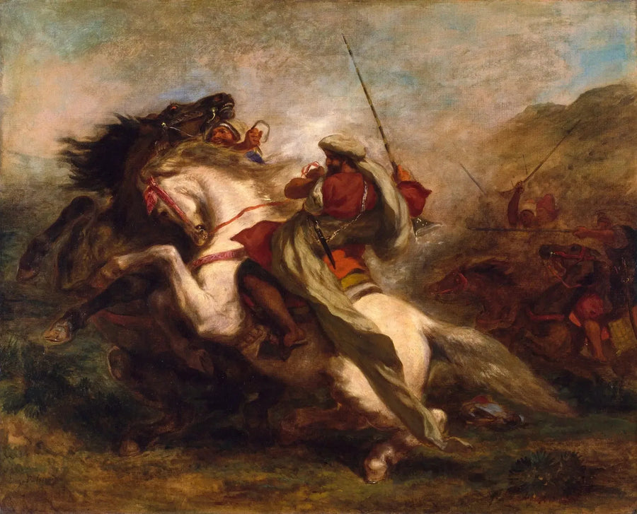 Arap Şövalyeleri Çarpışması - Eugène Delacroix