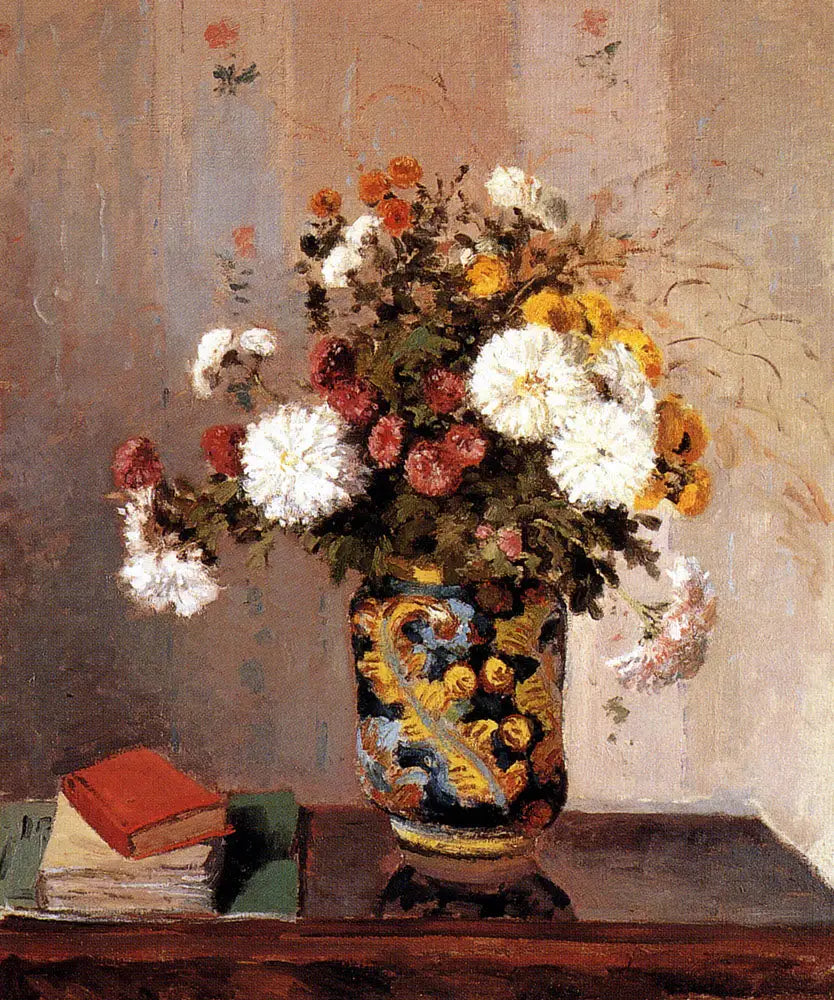 Çin vazosunda krizantemler - Camille Pissarro