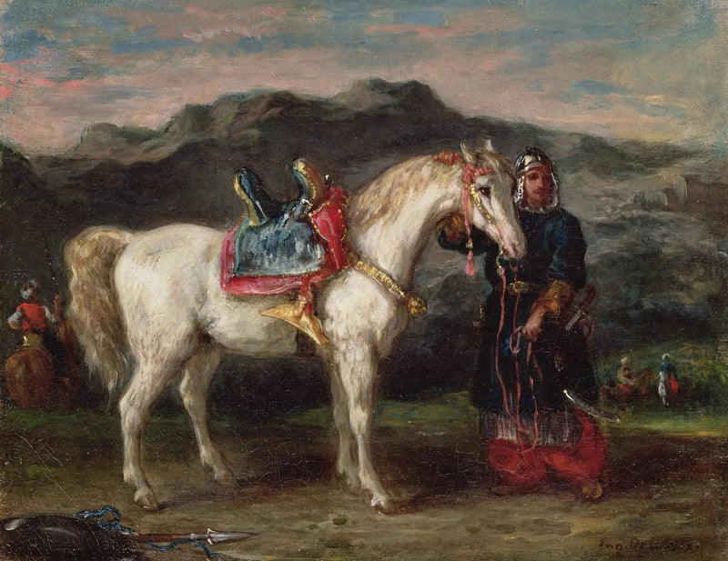 Gelin oğlu tarafından bir atla kiracı Çerkes - Eugène Delacroix