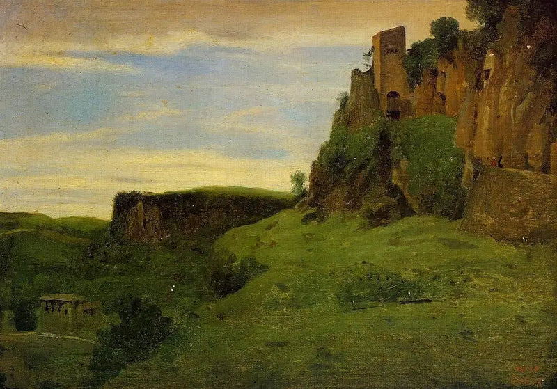 Civita Castellana. Kayalıkların zirvesinde fabrikalar - Jean-Baptiste Camille Corot