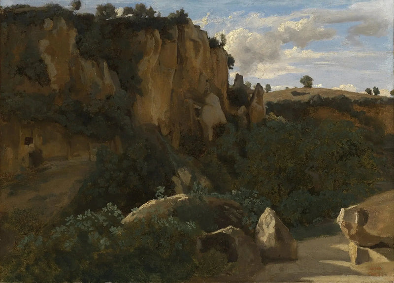 Civita Castellana. Ormanlı vadiyi gören kayalıklar - Jean-Baptiste Camille Corot