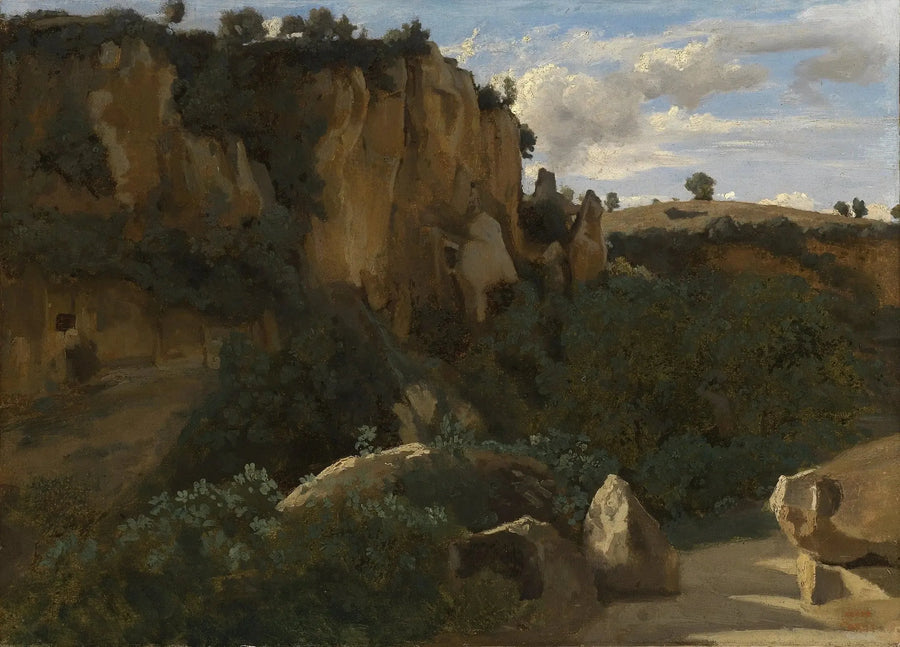 Civita Castellana. Ormanlı vadiyi gören kayalıklar - Jean-Baptiste Camille Corot