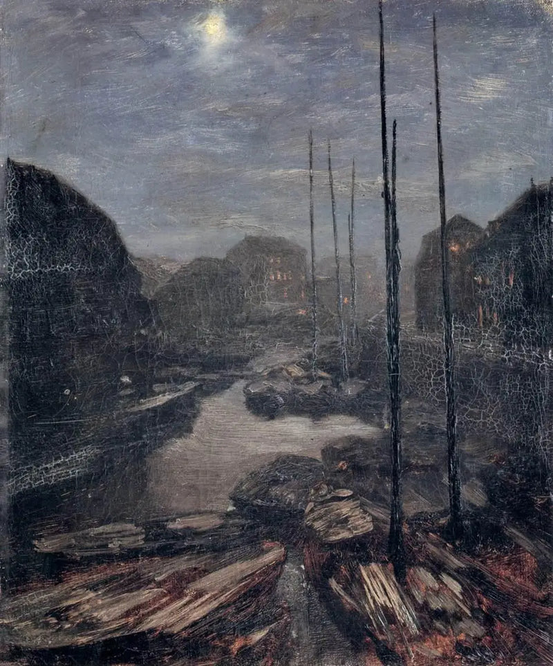 Friedrichskanal üzerinde Ay Işığı, Eski Berlin - Adolph von Menzel