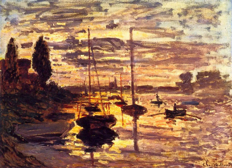 Petit-Gennevilliers'de, güneşin batışı W338 - Claude Monet