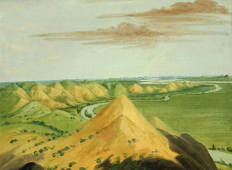 Clay Bluffs, Mandanların üzerinde yirmi mil uzaklıkta - George Catlin
