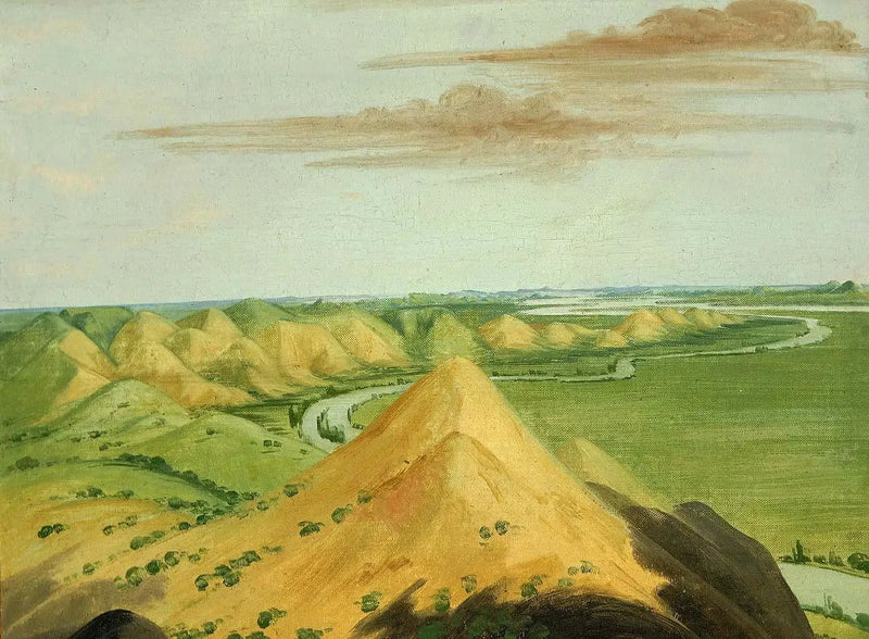 Clay Bluffs, Mandanların üzerinde yirmi mil uzaklıkta - George Catlin