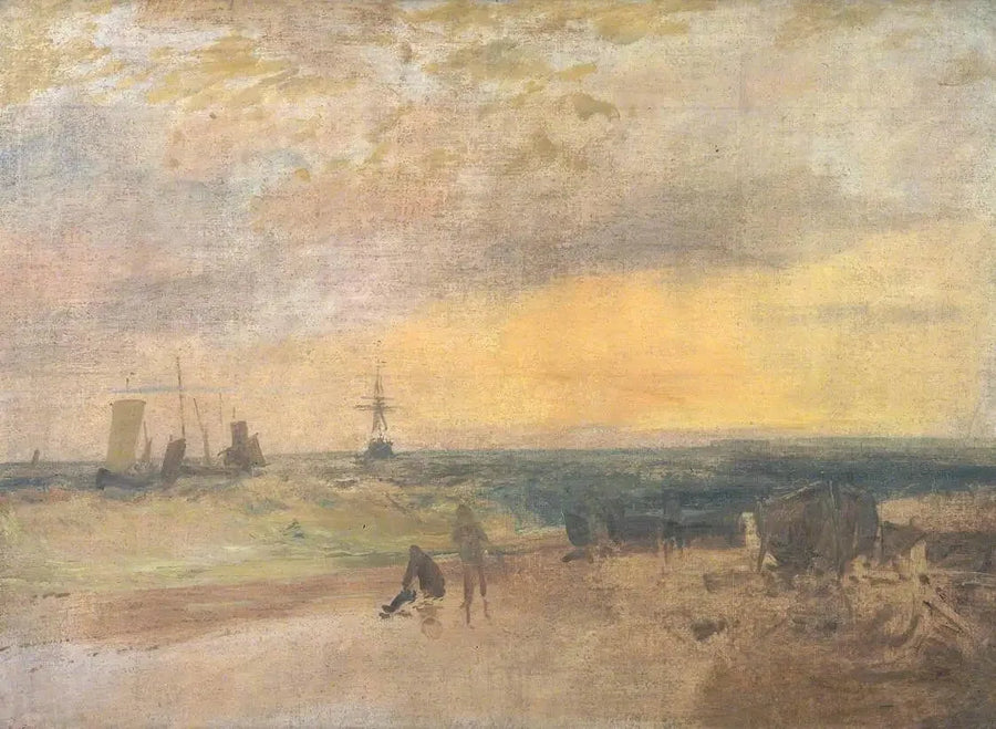 Balıkçılar ve Botlarla Kıyı Manzarası - J. M. W. Turner