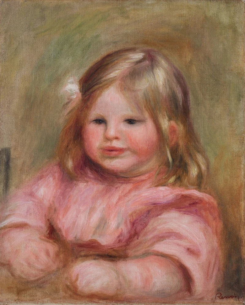 Pembe bir arka planda Coco - Pierre-Auguste Renoir