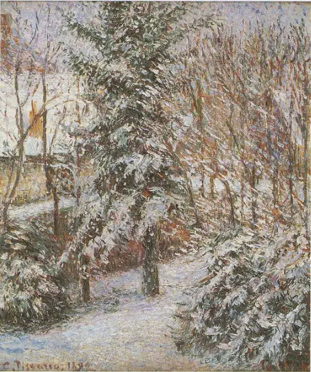 Bahçe köşesi, kar, Eragny - Camille Pissarro