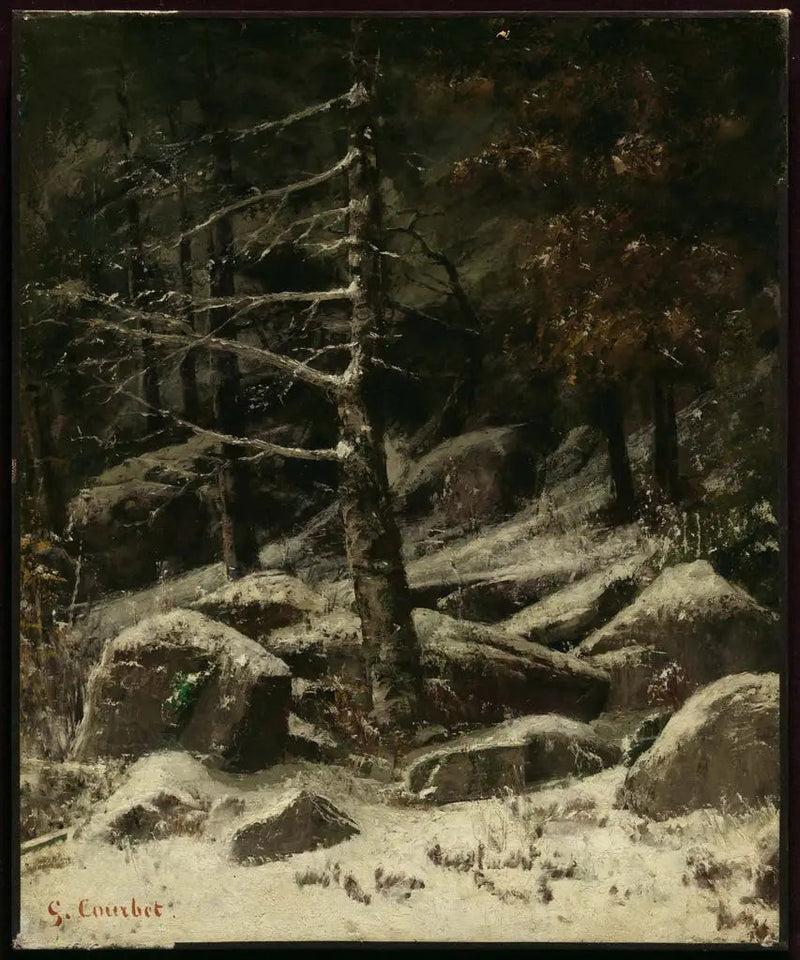 Kışın Ağaçlıklı Tepe - Gustave Courbet