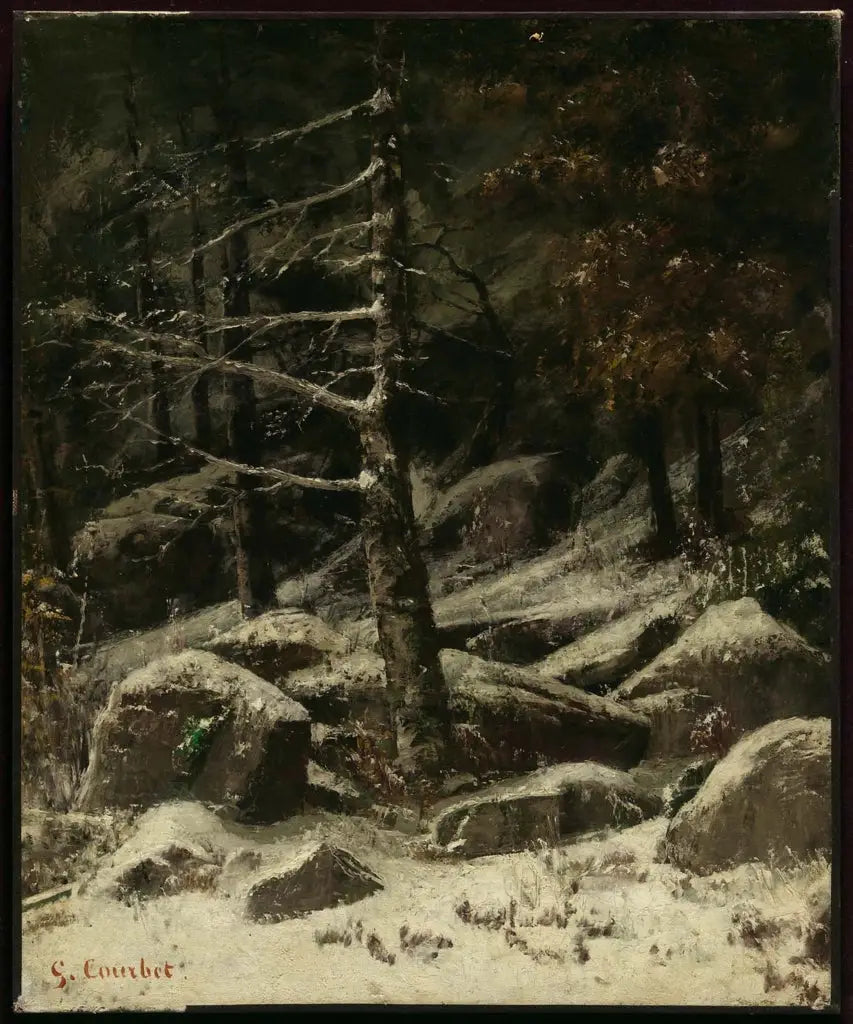 Kışın Ağaçlıklı Tepe - Gustave Courbet