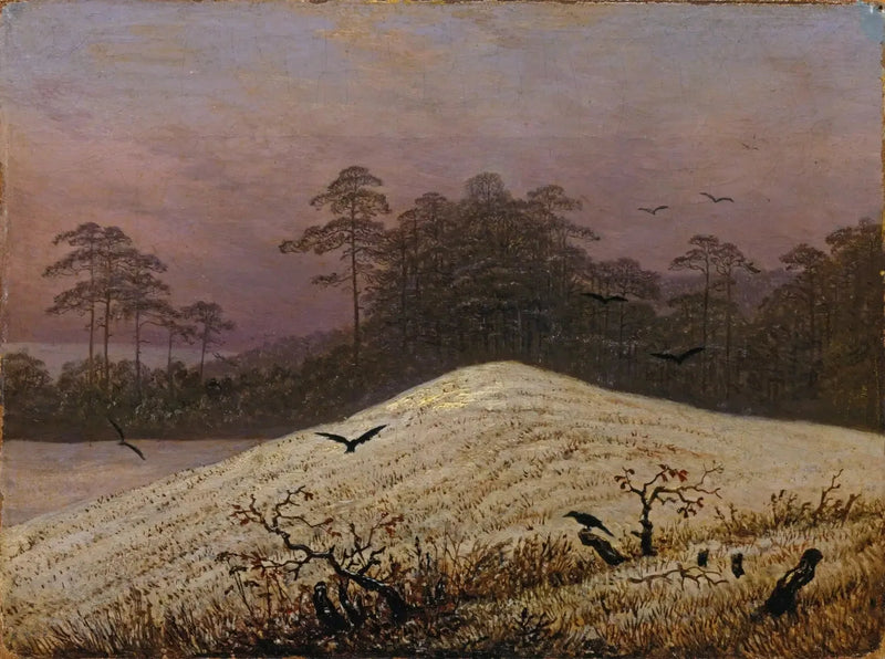 karla kaplı tepe ve kargalar - Caspar David Friedrich