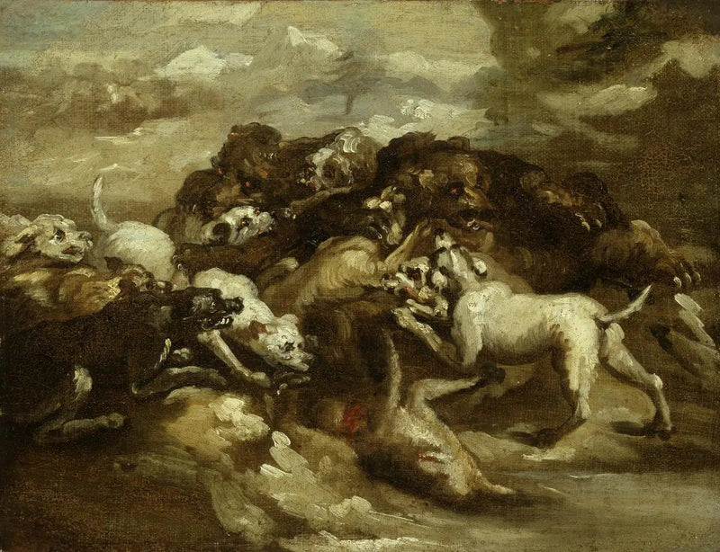 Köpekler ve Ayılar Arasındaki Dövüş - Théodore Géricault
