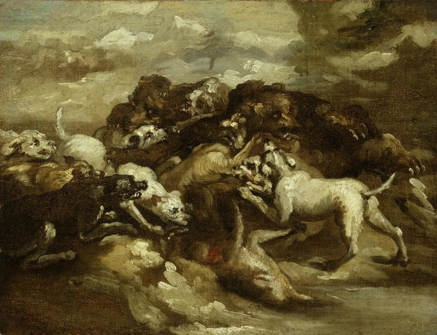 Köpekler ve Ayılar Arasındaki Dövüş - Théodore Géricault