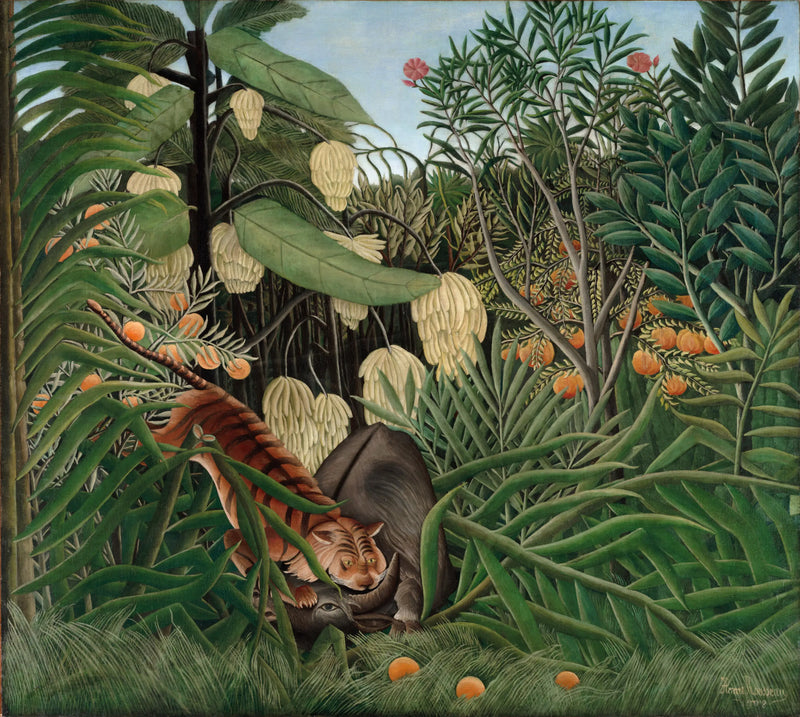 Kaplan ve bufalo dövüşü - Henri Rousseau