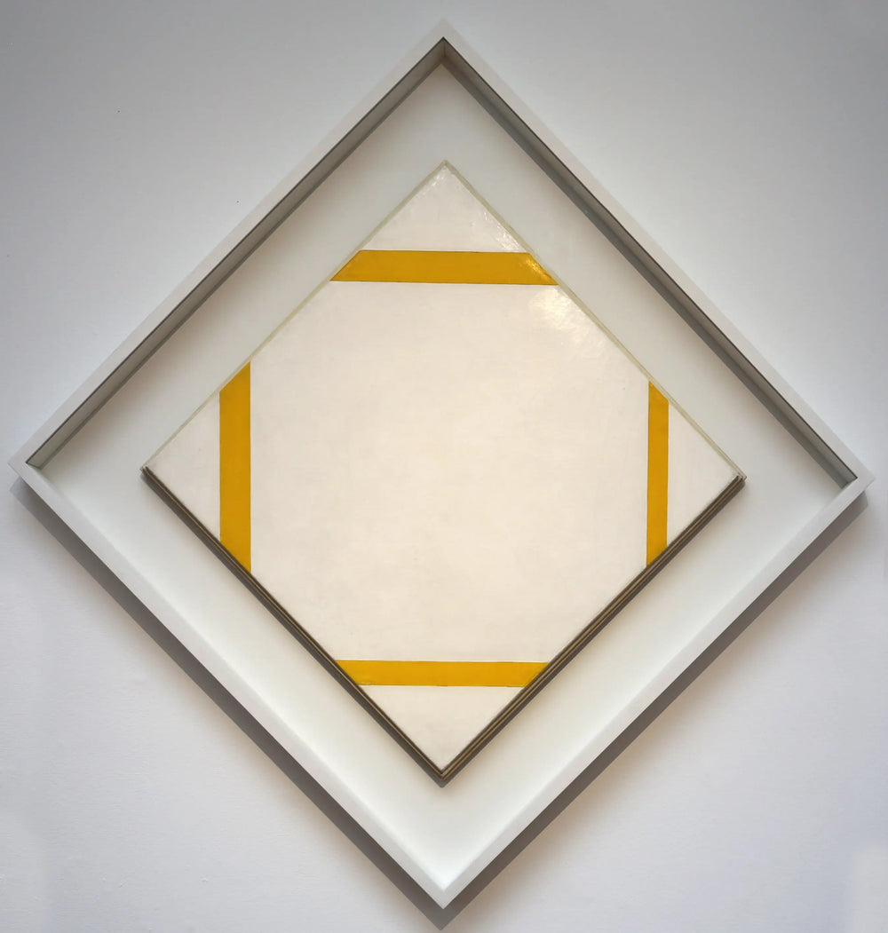 Reproduction du tableau « Composition avec des lignes jaunes - Piet Mondrian » par Alpha Reproduction en peinture à l’huile