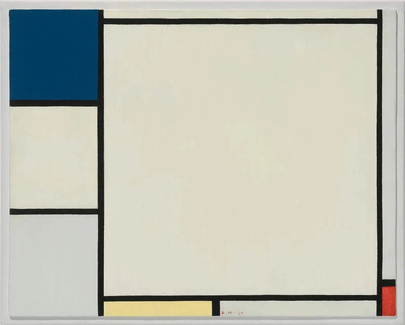 Mavi, sarı ve kırmızı ile kompozisyon - Piet Mondrian