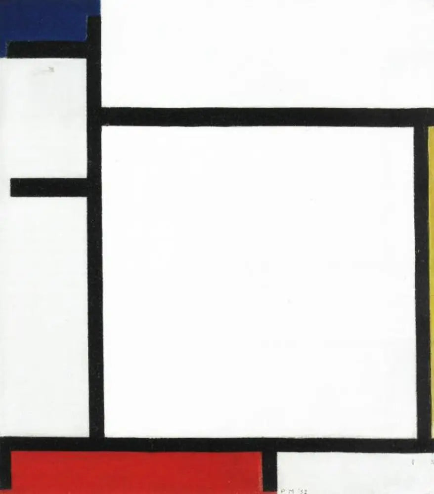 Reproduction du tableau « Composition avec du bleu, du jaune, du rouge et du gris - Piet Mondrian » par Alpha Reproduction en peinture à l’huile