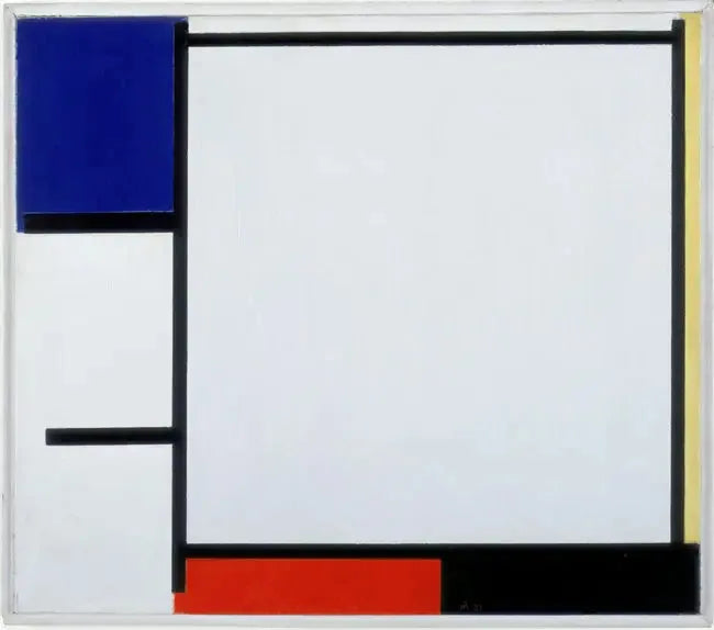 Mavi, sarı, kırmızı, siyah ve gri ile kompozisyon - Piet Mondrian