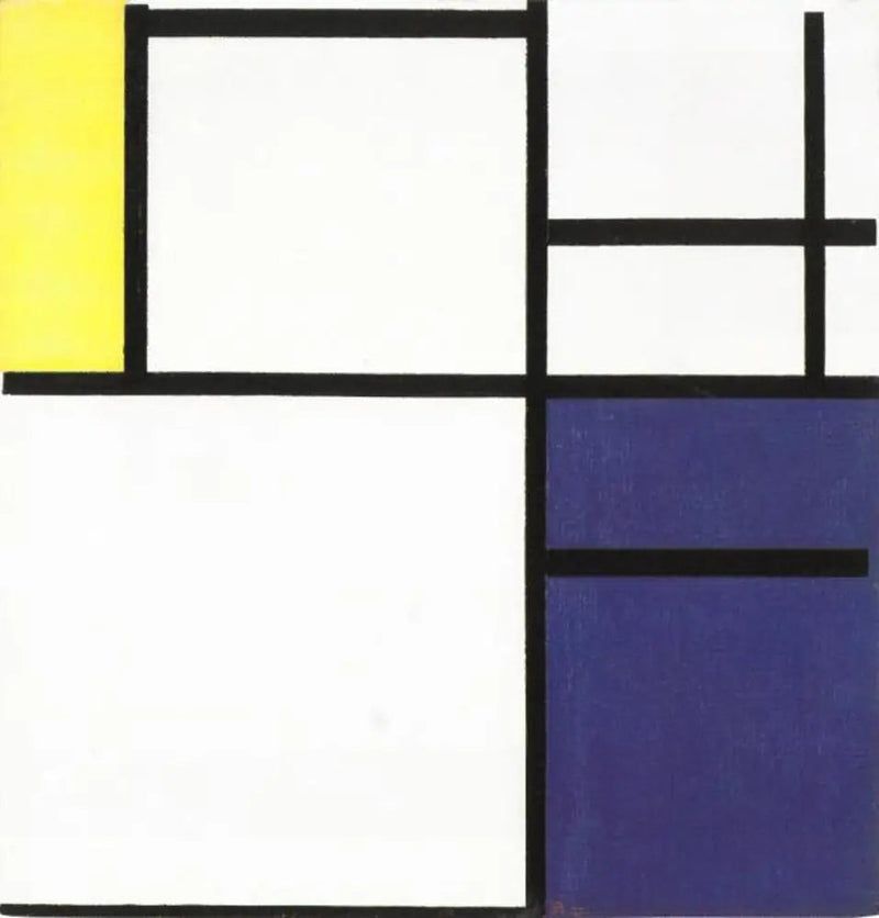 Sarı, mavi ve mavi-beyaz ile kompozisyon - Piet Mondrian