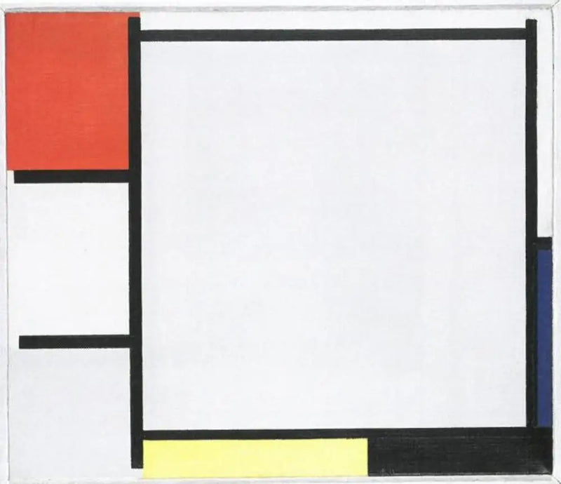 Kırmızı, mavi, sarı, siyah ve gri ile kompozisyon - Piet Mondrian