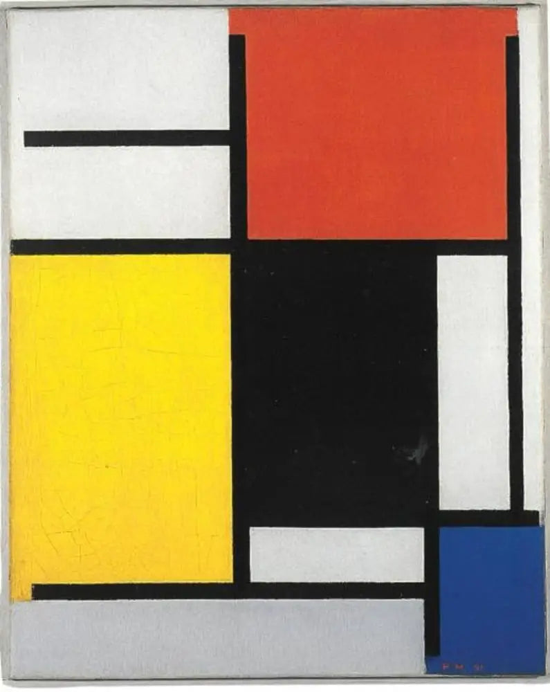 Kırmızı, sarı, siyah, mavi ve gri ile kompozisyon - Piet Mondrian