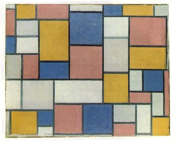 Renk planları ve gri çizgilerle kompozisyon - Piet Mondrian