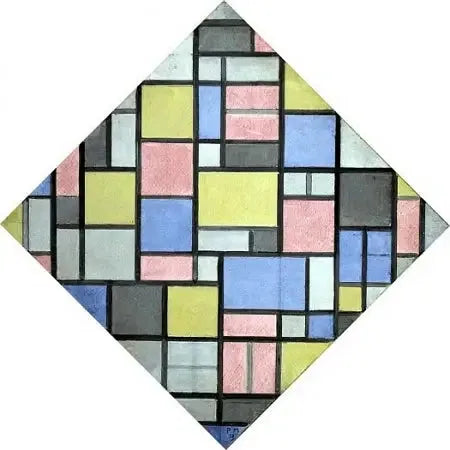 Raster ile Kompozisyon 6: sonuç, renklerle kompozisyon - Piet Mondrian