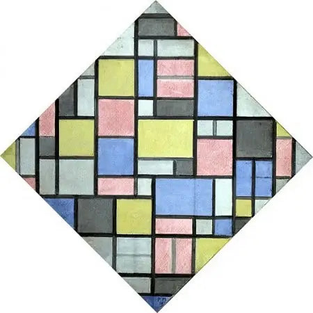 Raster ile Kompozisyon 6: sonuç, renklerle kompozisyon - Piet Mondrian