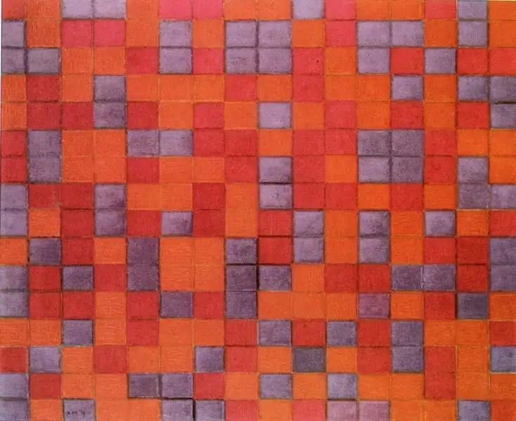 Damier Kompozisyonu, Koyu Renkler - Piet Mondrian