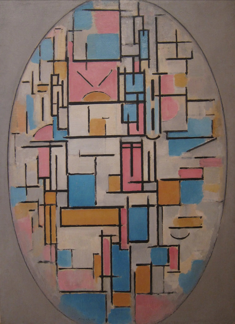 Ovalde renk planları ile kompozisyon 1 - Piet Mondrian