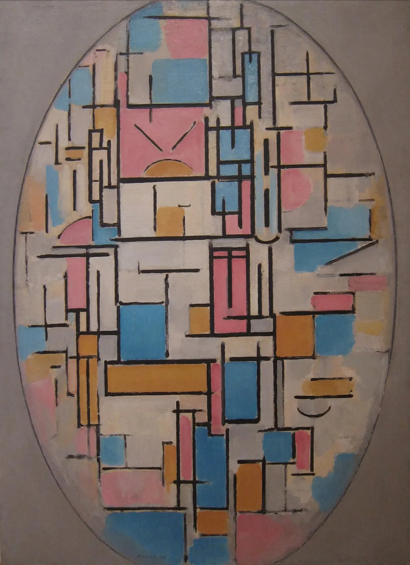 Ovalde renk planları ile kompozisyon 1 - Piet Mondrian