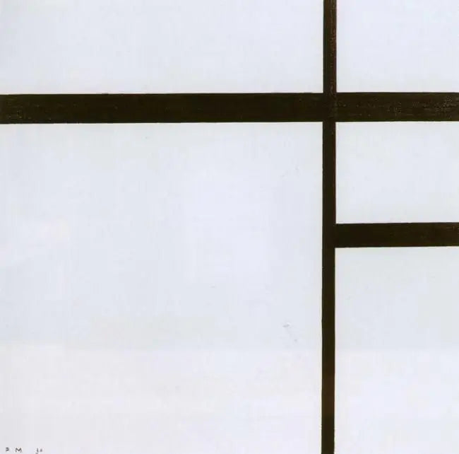 Reproduction du tableau « Composition en blanc et noir II - Piet Mondrian » par Alpha Reproduction en peinture à l’huile