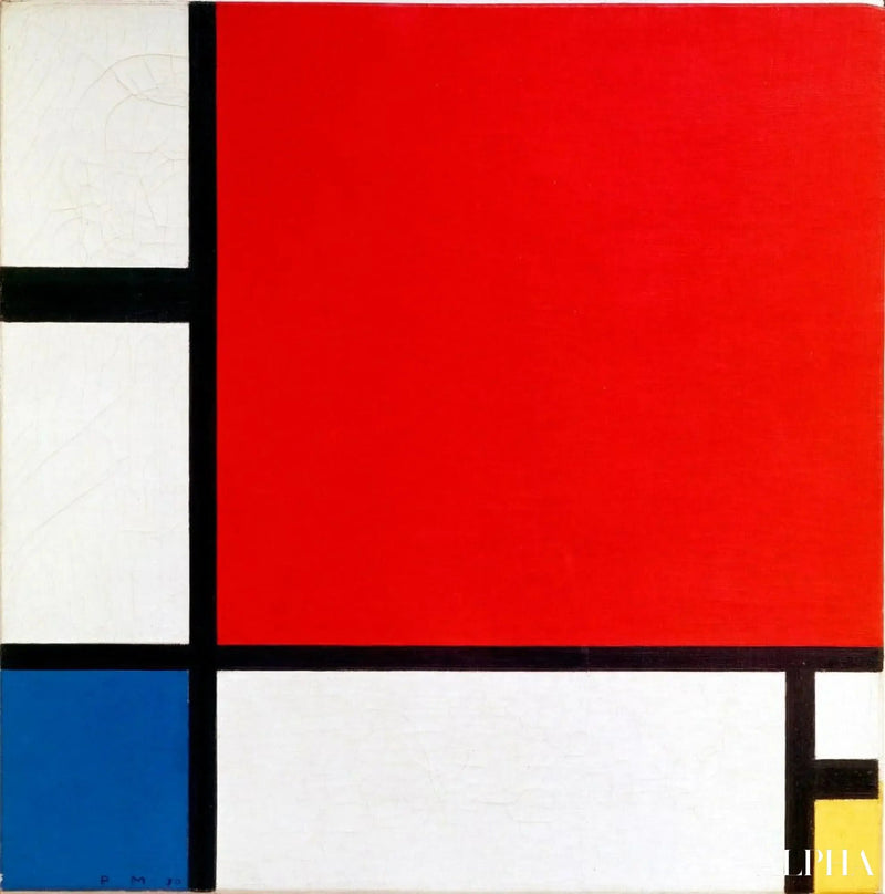 Kırmızı, mavi ve sarıdan oluşan kompozisyon - Piet Mondrian