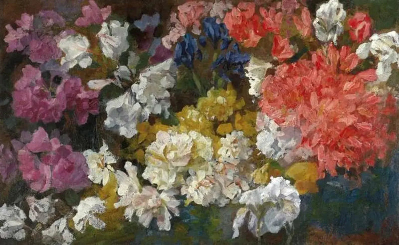 Rododendronlar ve irislerle çiçek kompozisyonu - Piet Mondrian