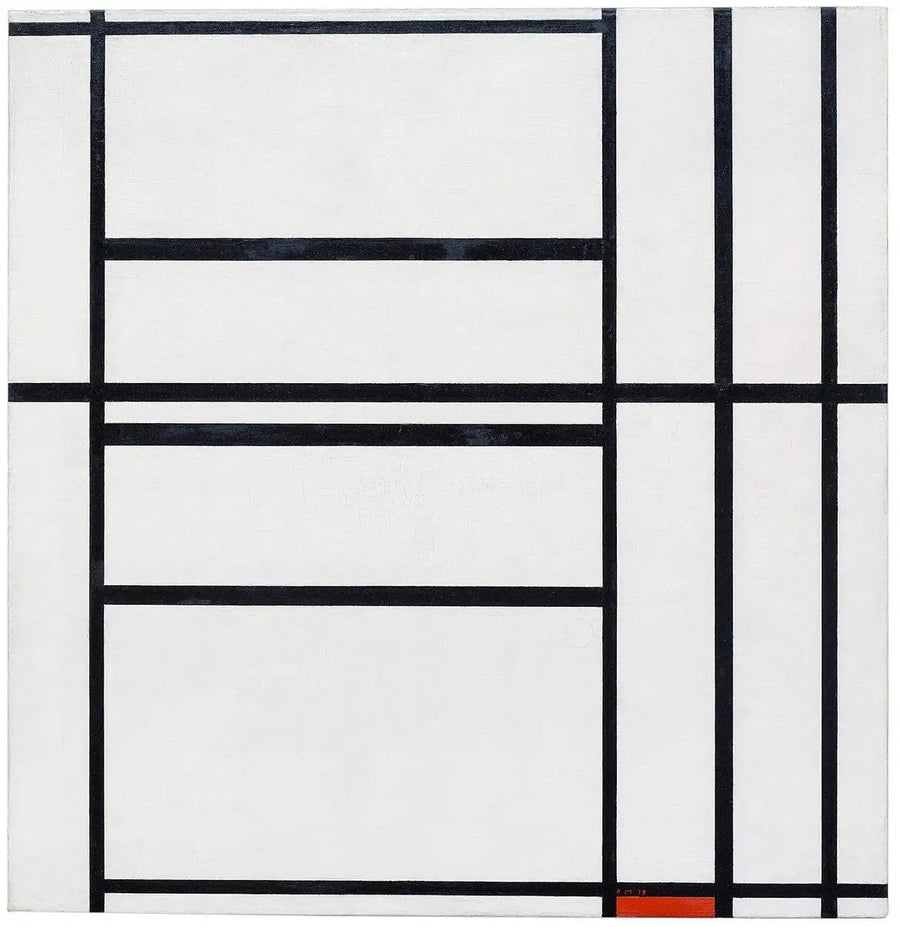 1. Kompozisyon gri ve kırmızı ile 1938 / Kırmızı ile Kompozisyon 1939 - Piet Mondrian