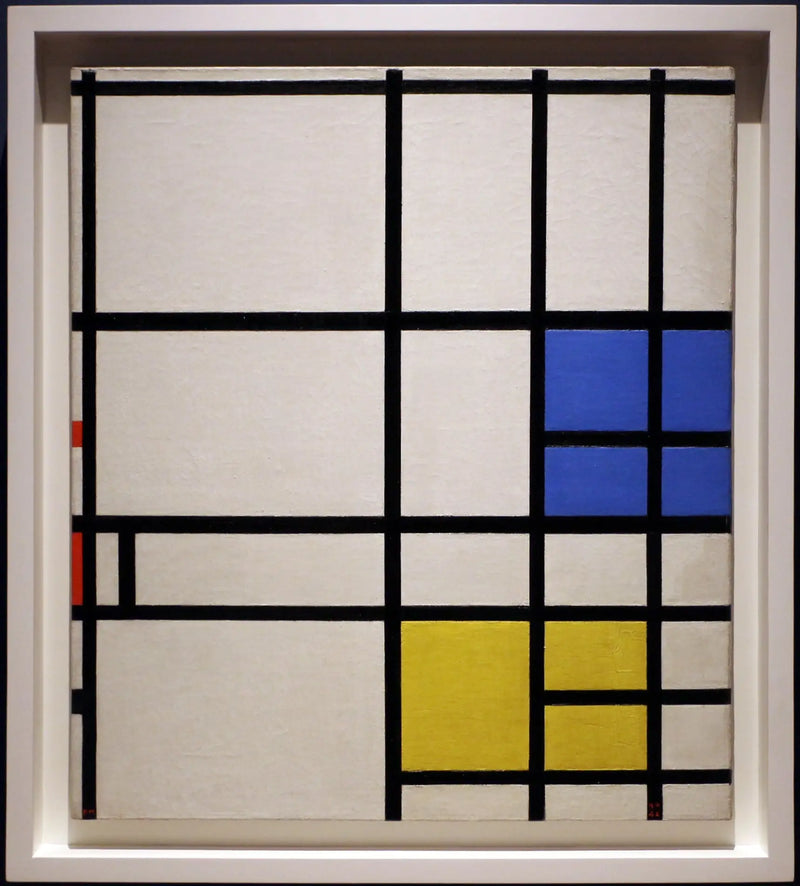 Kompozisyon No 11, 1940-42--LONDRA, mavi, kırmızı ve sarı ile - Piet Mondrian